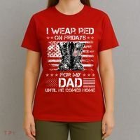 I Wear Red On Friday For My Dad Combat Boots Veteran Day T-Shirt thumb 4