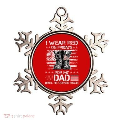 I Wear Red On Friday For My Dad Combat Boots Veteran Day Ornament
