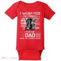 I Wear Red On Friday For My Dad Combat Boots Veteran Day Baby Bodysuit thumb 0