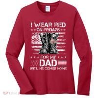 I Wear Red On Friday For My Dad Combat Boots Veteran Day Women's Long Sleeve Shirt thumb 0