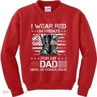 I Wear Red On Friday For My Dad Combat Boots Veteran Day Kids Sweatshirt thumb 0