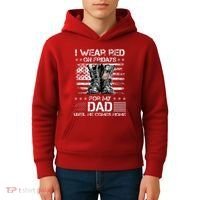 I Wear Red On Friday For My Dad Combat Boots Veteran Day Kids Hoodie thumb 4