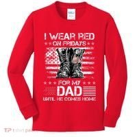 I Wear Red On Friday For My Dad Combat Boots Veteran Day Kids Long Sleeve Shirt thumb 0