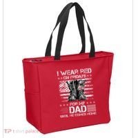 I Wear Red On Friday For My Dad Combat Boots Veteran Day Tote Bag thumb 2