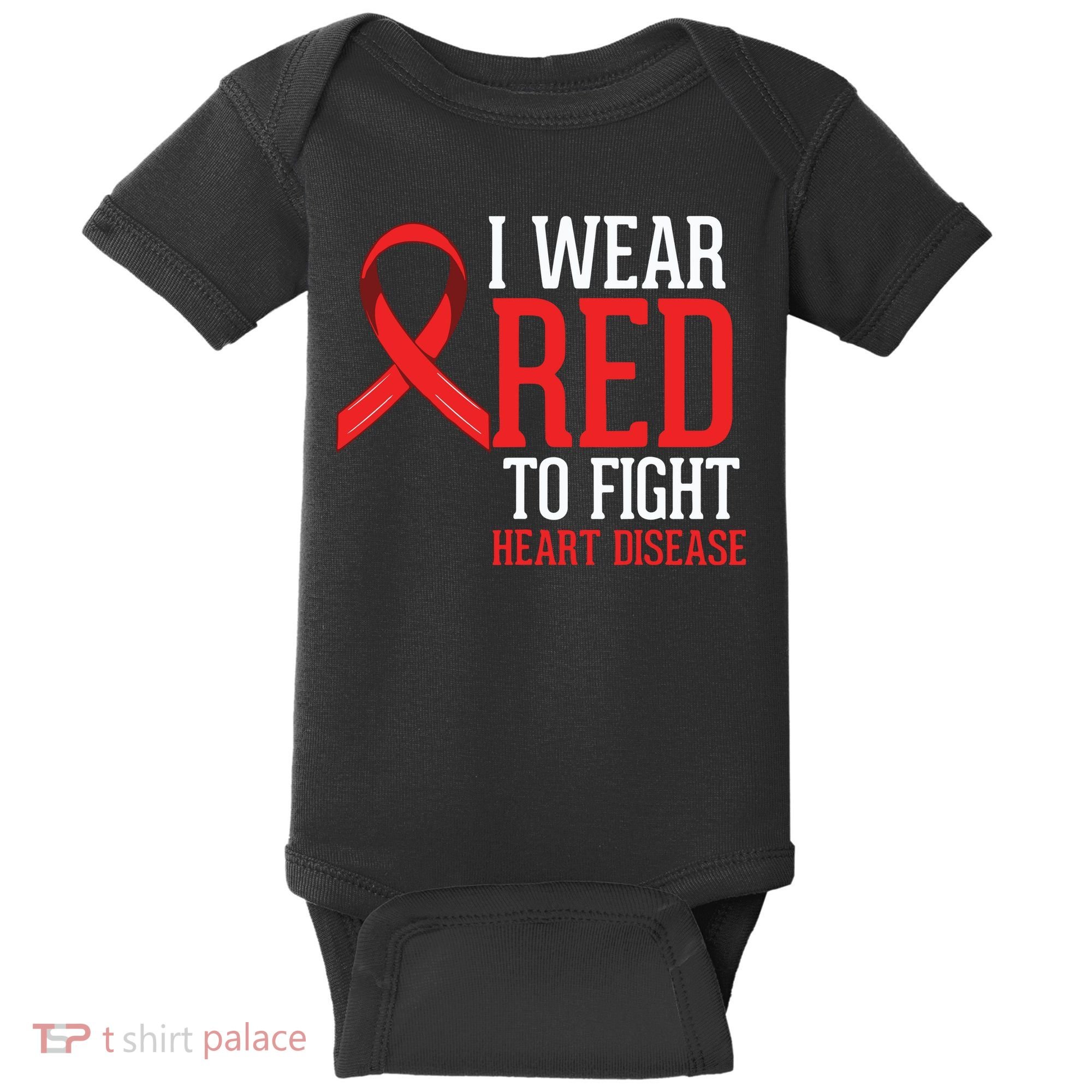 I Wear Red For Heart Disease Awareness Baby Bodysuit