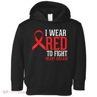 I Wear Red For Heart Disease Awareness Toddler Hoodie thumb 0