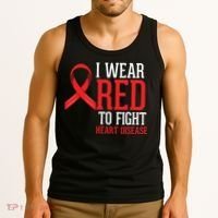 I Wear Red For Heart Disease Awareness Tank Top thumb 3