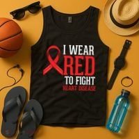 I Wear Red For Heart Disease Awareness Tank Top thumb 4