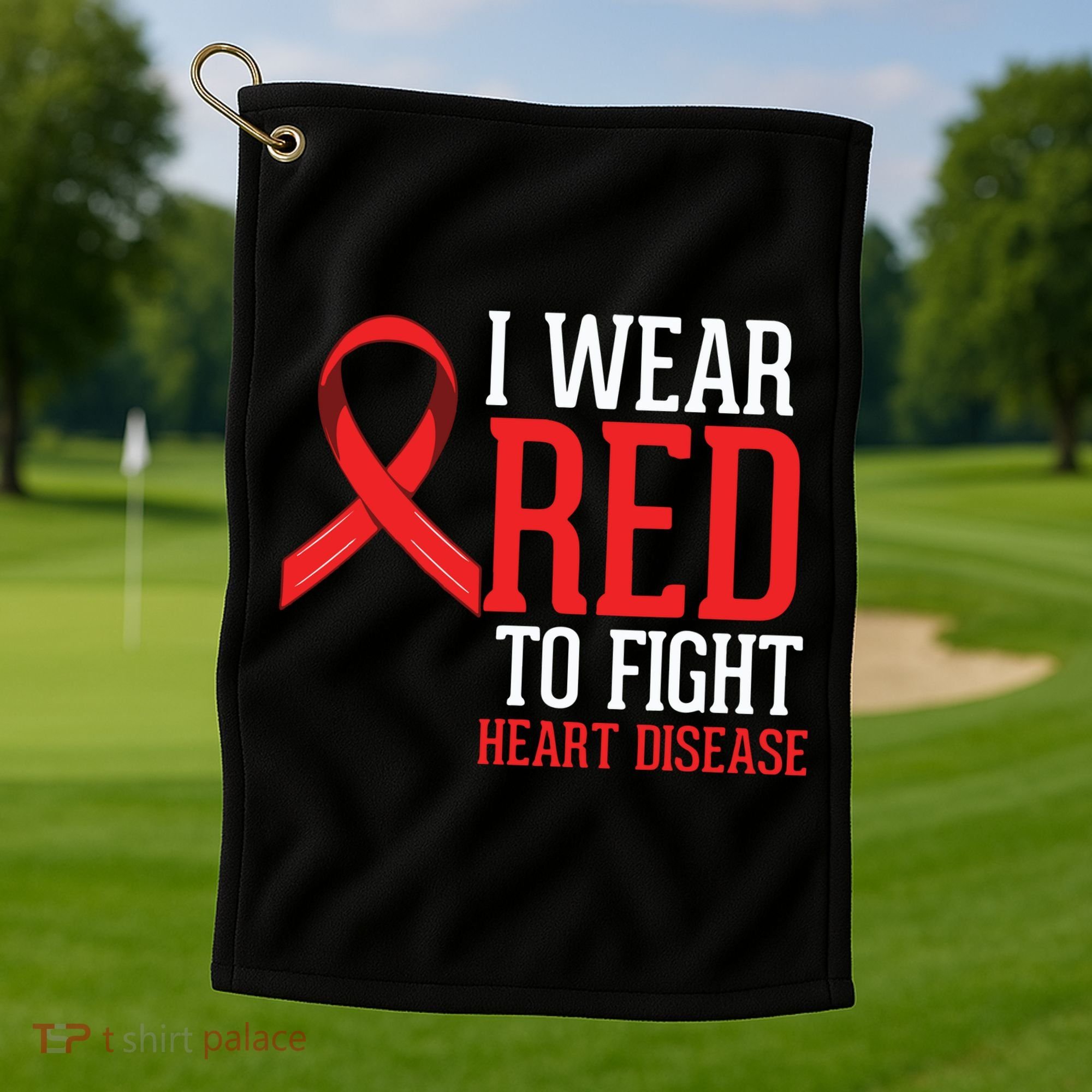 I Wear Red For Heart Disease Awareness Golf Towel