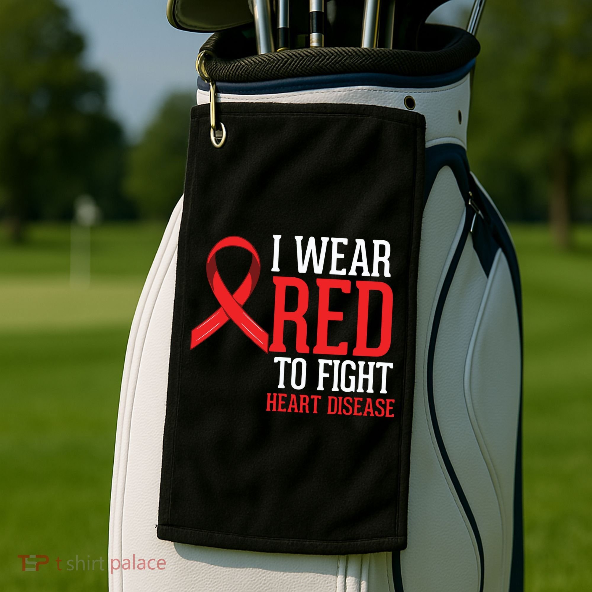 I Wear Red For Heart Disease Awareness Golf Towel