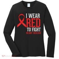I Wear Red For Heart Disease Awareness Women's Long Sleeve Shirt thumb 0