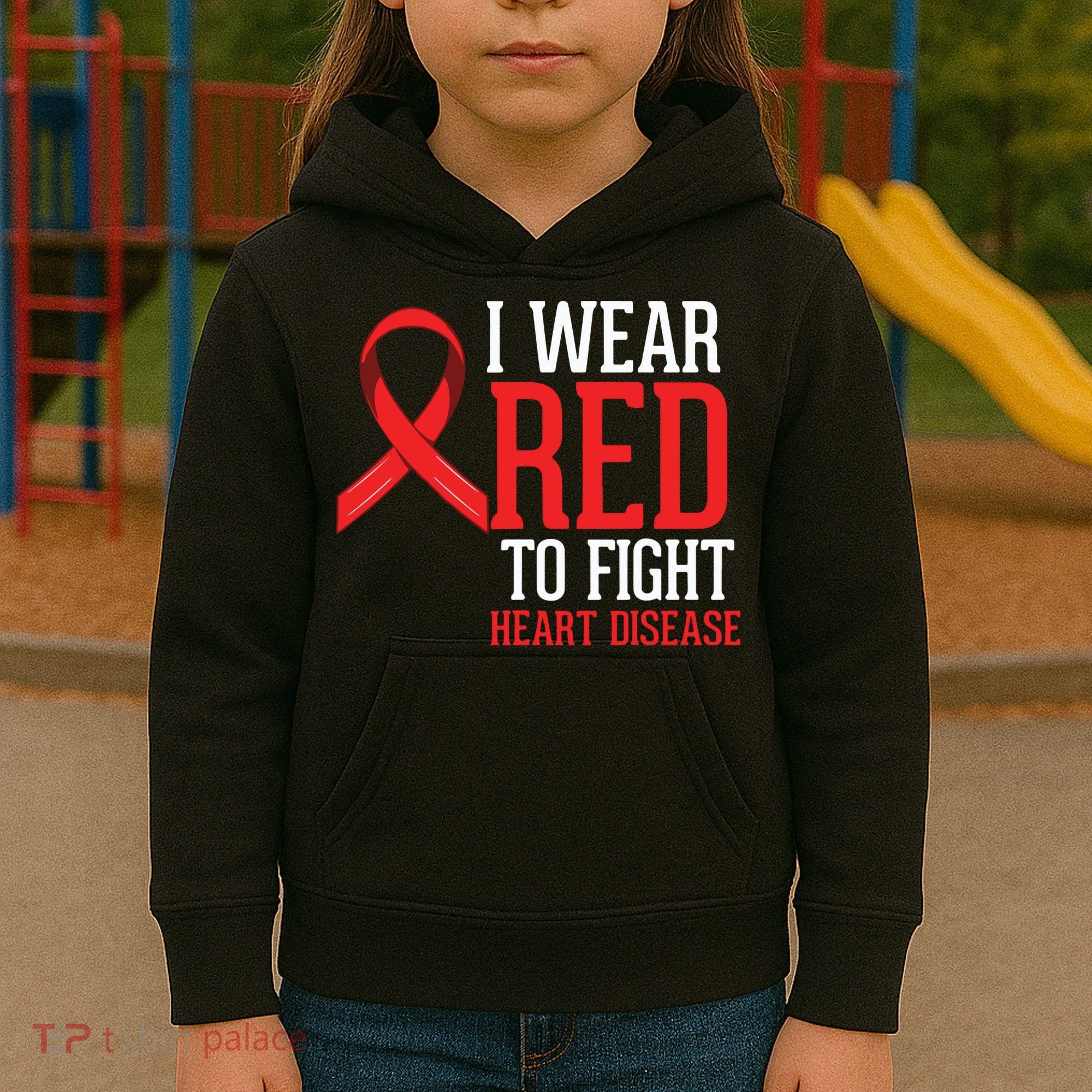 I Wear Red For Heart Disease Awareness Kids Hoodie