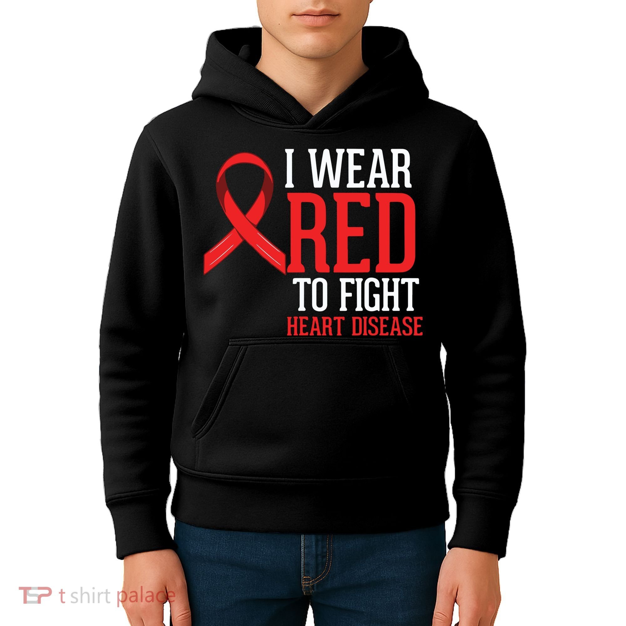 I Wear Red For Heart Disease Awareness Kids Hoodie