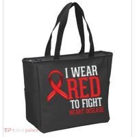 I Wear Red For Heart Disease Awareness Tote Bag thumb 2