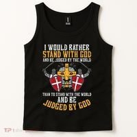 I Would Rather Stand With God Jesus Christian Tank Top thumb 2