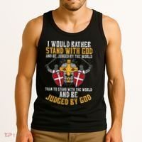 I Would Rather Stand With God Jesus Christian Tank Top thumb 3