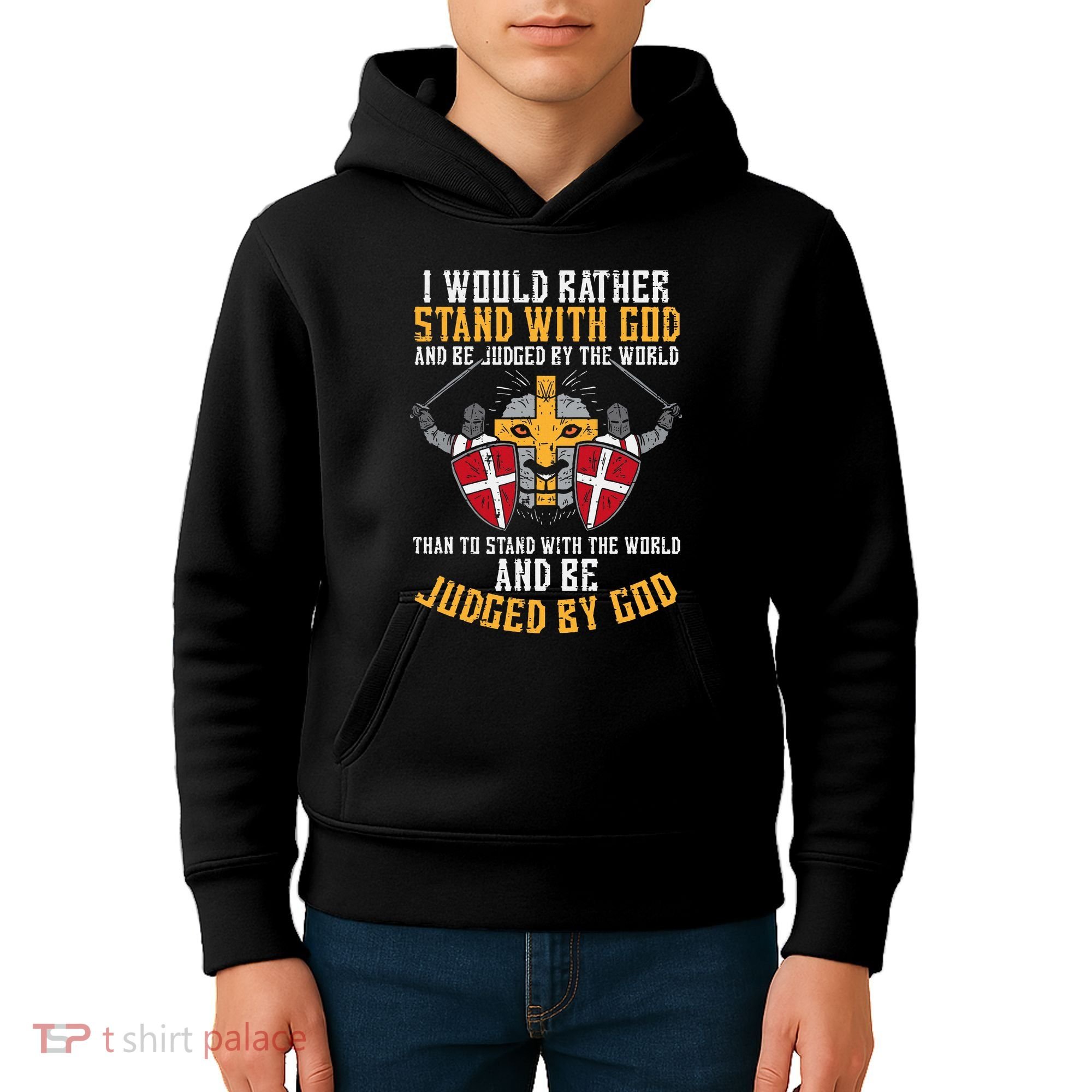 I Would Rather Stand With God Jesus Christian Kids Hoodie