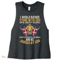 I Would Rather Stand With God Jesus Christian Women's Racerback Cropped Tank thumb 0