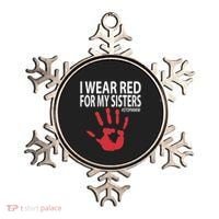 I Wear Red For My,Sister Native American Stop MMIW Red Hand Ornament thumb 0