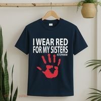 I Wear Red For My,Sister Native American Stop MMIW Red Hand T-Shirt thumb 2