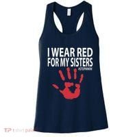 I Wear Red For My,Sister Native American Stop MMIW Red Hand Women's Tank Top thumb 0