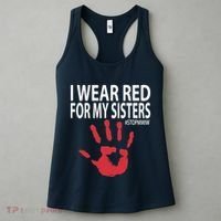 I Wear Red For My,Sister Native American Stop MMIW Red Hand Women's Tank Top thumb 3