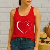 I Wear Red To Fight Heart Disease Awareness Women's Tank Top thumb 2