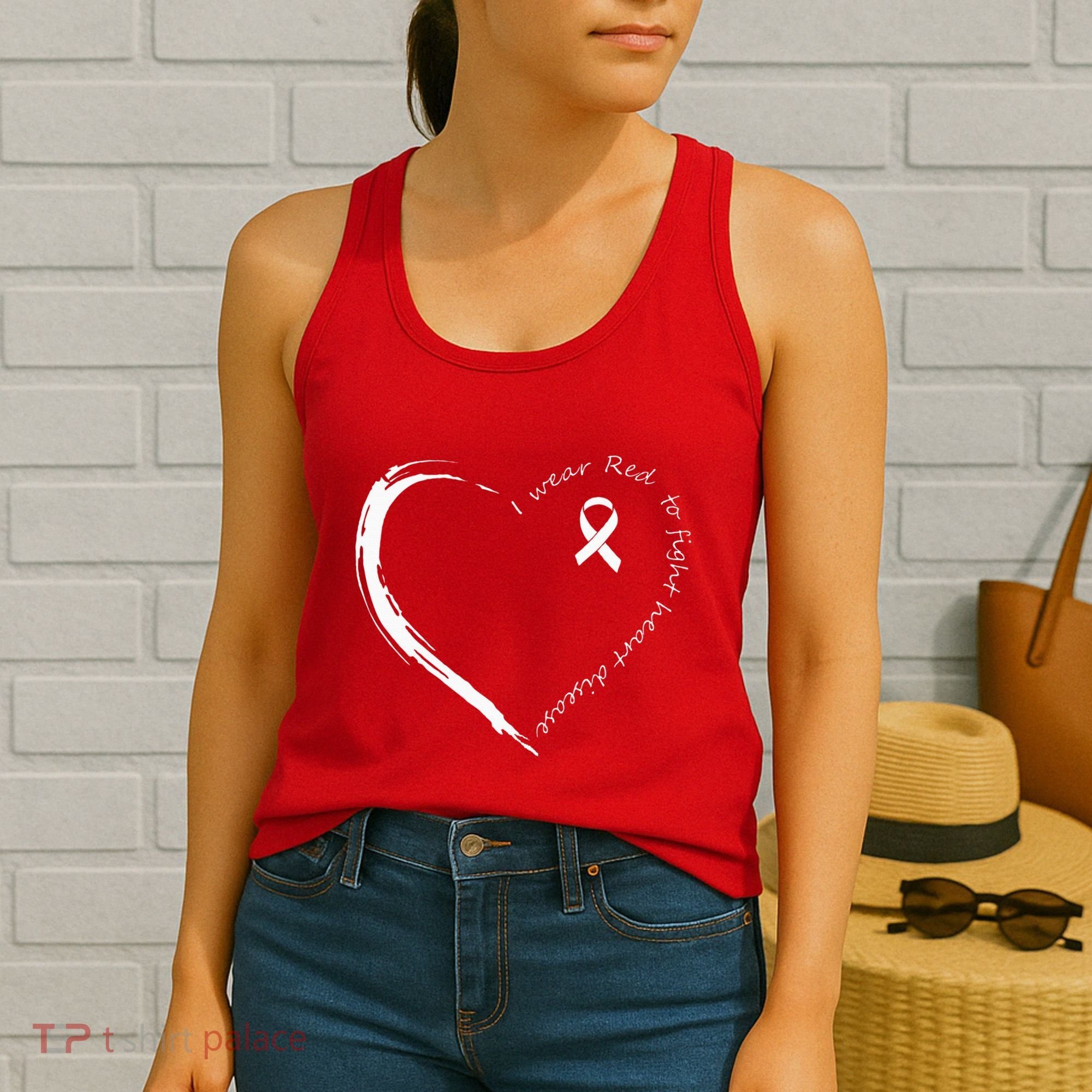 I Wear Red To Fight Heart Disease Awareness Women's Tank Top