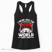 I Wear Red For World Aids Day Hiv Aids Awareness Women's Tank Top thumb 0