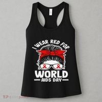 I Wear Red For World Aids Day Hiv Aids Awareness Women's Tank Top thumb 3