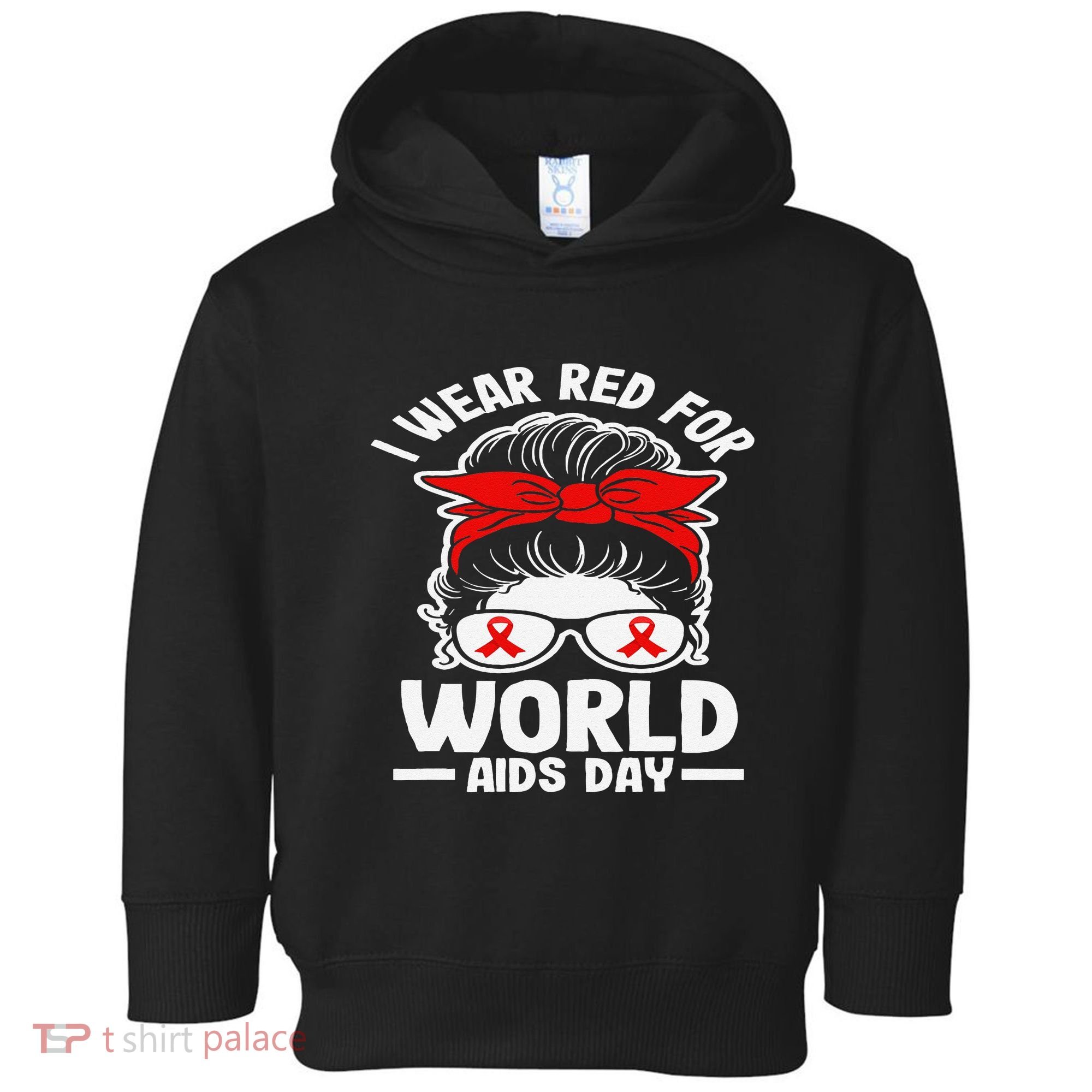 I Wear Red For World Aids Day Hiv Aids Awareness Toddler Hoodie