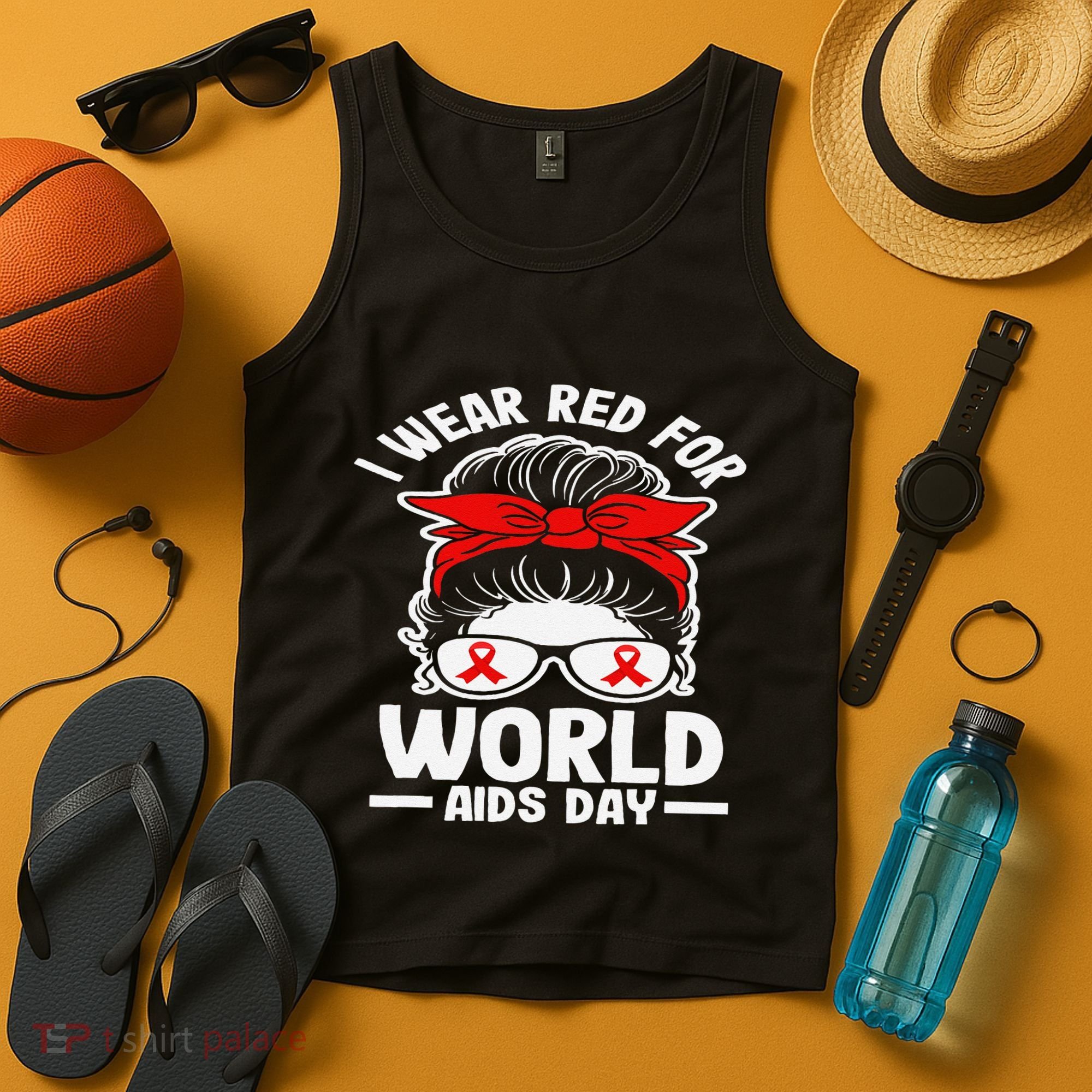 I Wear Red For World Aids Day Hiv Aids Awareness Tank Top