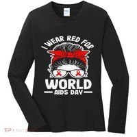 I Wear Red For World Aids Day Hiv Aids Awareness Women's Long Sleeve Shirt thumb 0