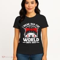 I Wear Red For World Aids Day Hiv Aids Awareness Women's T-Shirt thumb 4