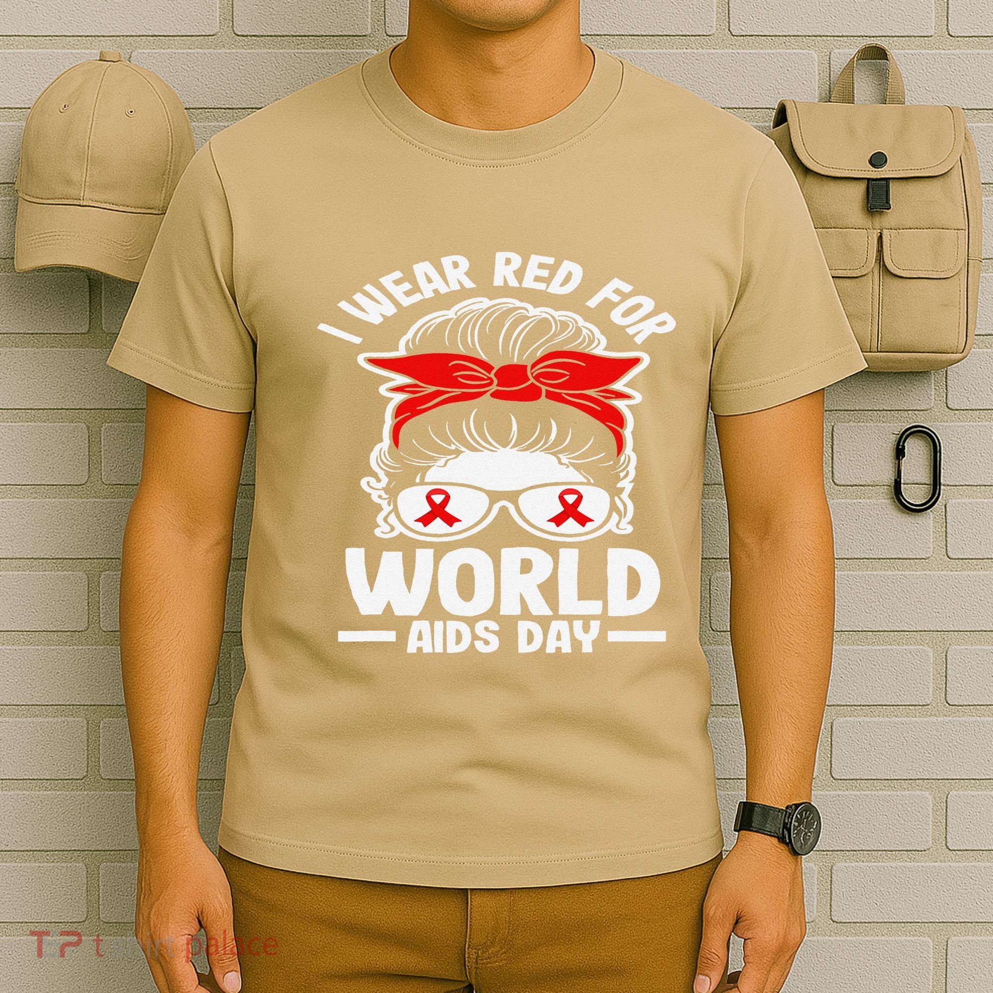 I Wear Red For World Aids Day Hiv Aids Awareness T-Shirt