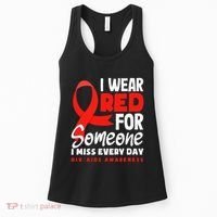 I Wear Red For Someone I Miss Every Day Hiv Aids Awareness Women's Tank Top thumb 0