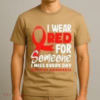 I Wear Red For Someone I Miss Every Day Hiv Aids Awareness T-Shirt thumb 3
