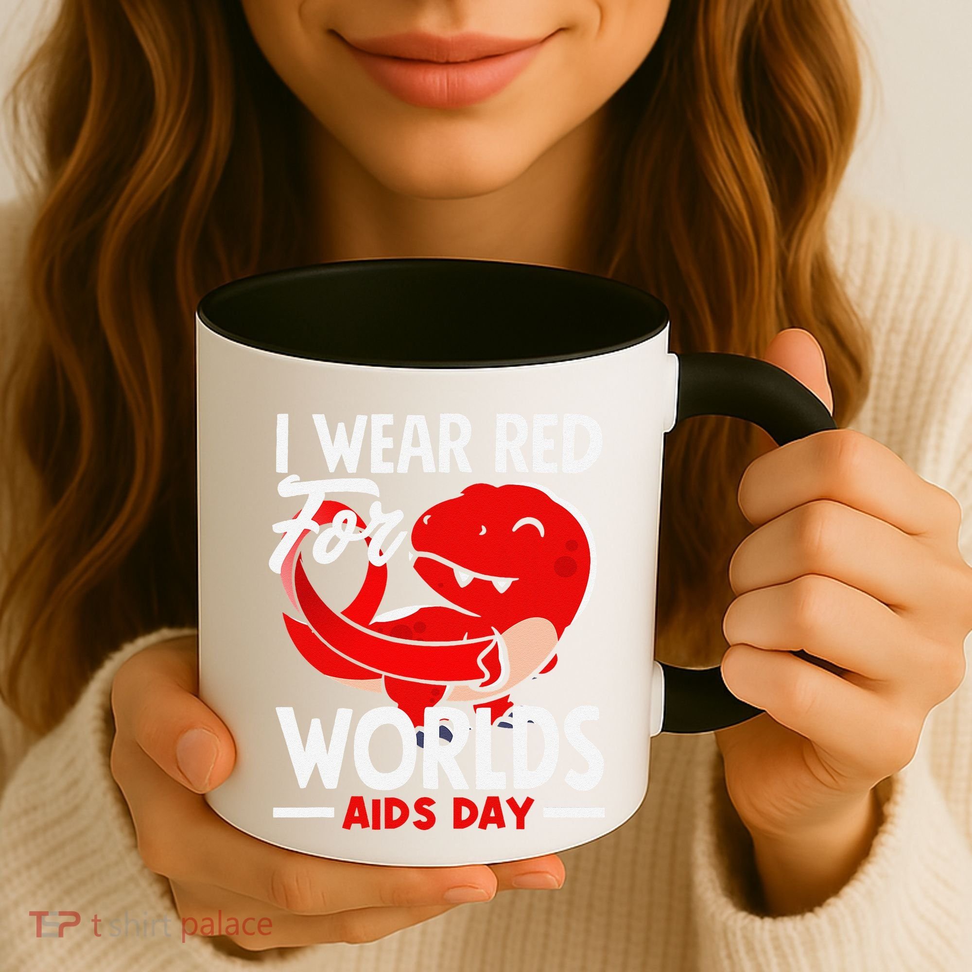 I Wear Red For Worlds Aids Day Hiv Aids Awareness Coffee Mug