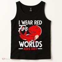 I Wear Red For Worlds Aids Day Hiv Aids Awareness Tank Top thumb 2