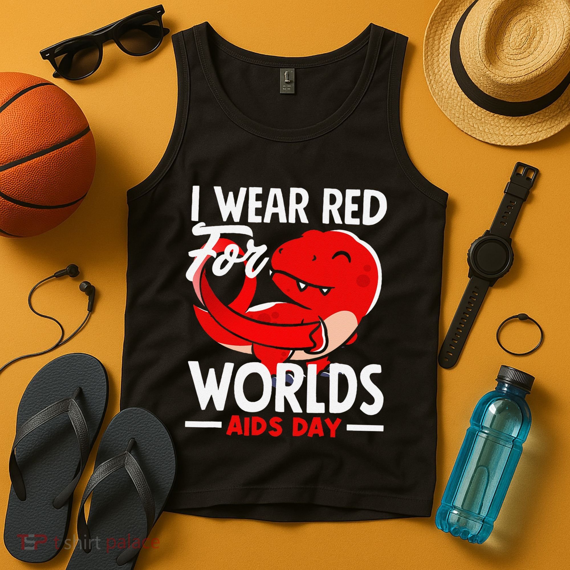 I Wear Red For Worlds Aids Day Hiv Aids Awareness Tank Top