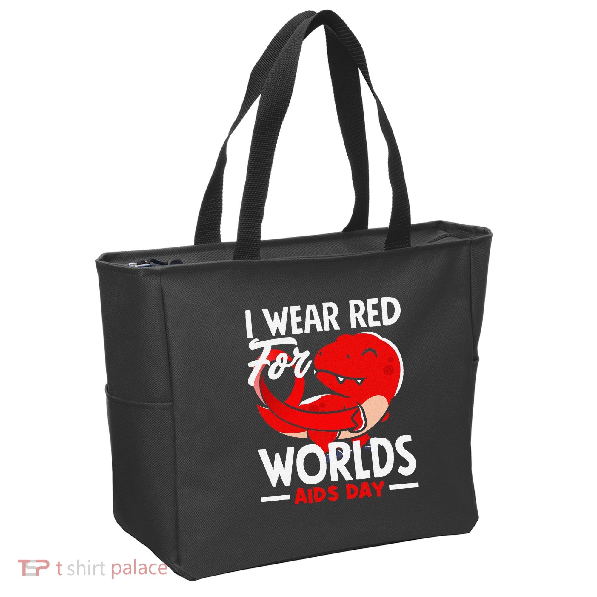 I Wear Red For Worlds Aids Day Hiv Aids Awareness Tote Bag