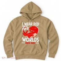 I Wear Red For Worlds Aids Day Hiv Aids Awareness Hoodie thumb 0