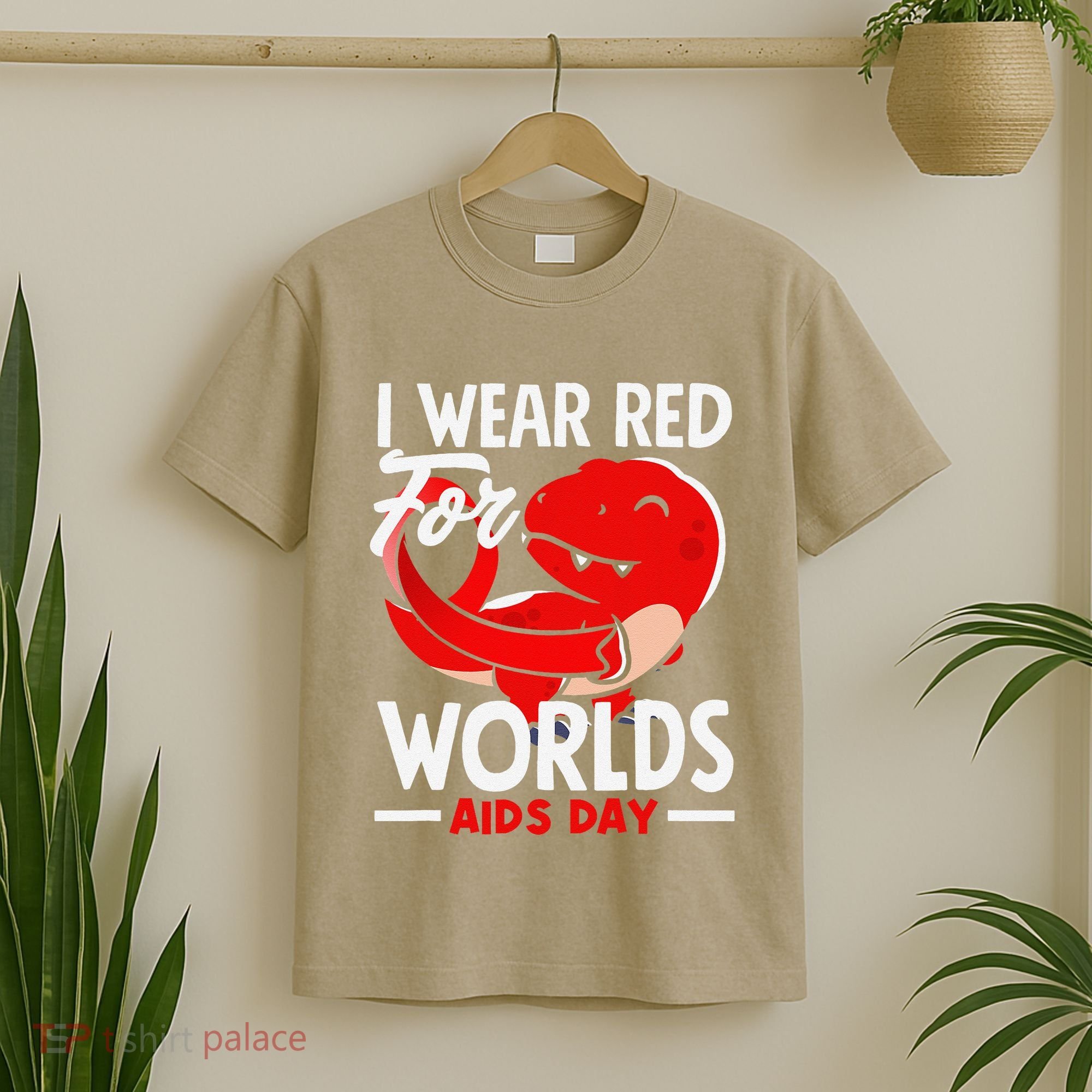 I Wear Red For Worlds Aids Day Hiv Aids Awareness T-Shirt