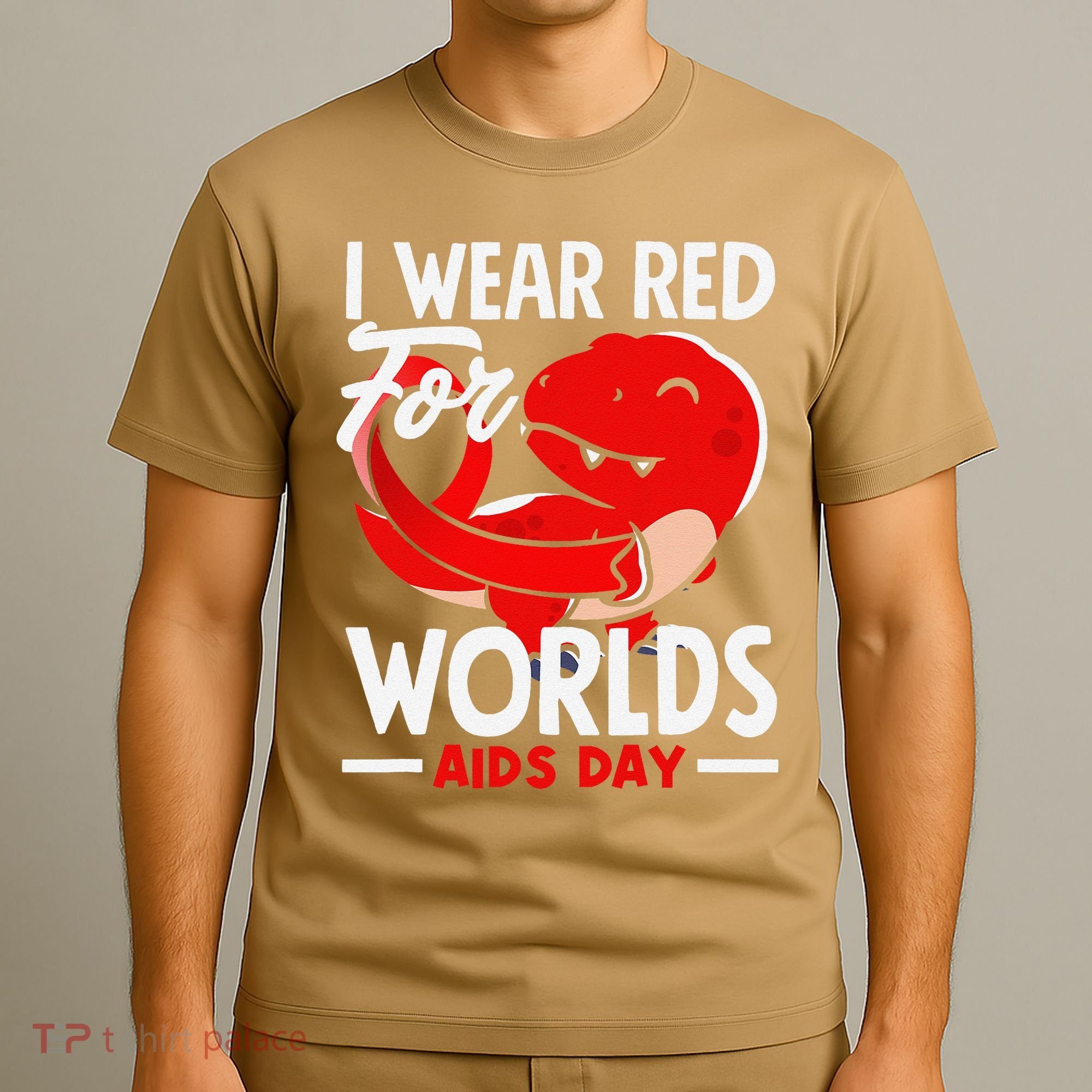 I Wear Red For Worlds Aids Day Hiv Aids Awareness T-Shirt