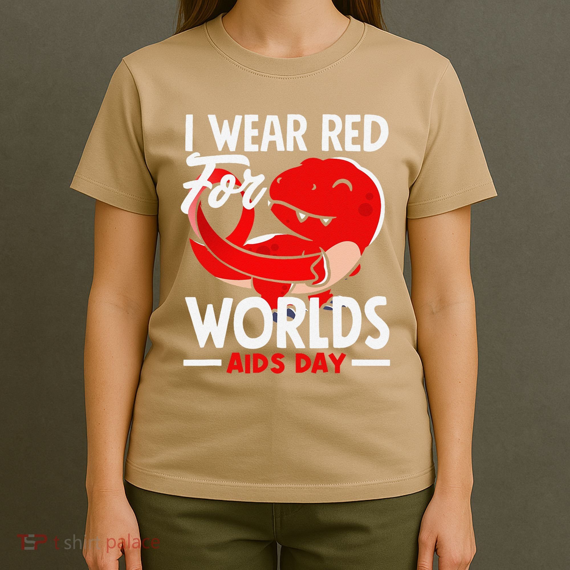 I Wear Red For Worlds Aids Day Hiv Aids Awareness T-Shirt