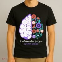 I Will Remember For You Alzheimers Awareness Brain Disorder T-Shirt thumb 3