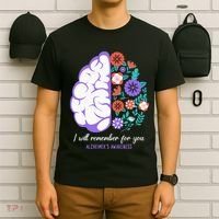 I Will Remember For You Alzheimers Awareness Brain Disorder T-Shirt thumb 6