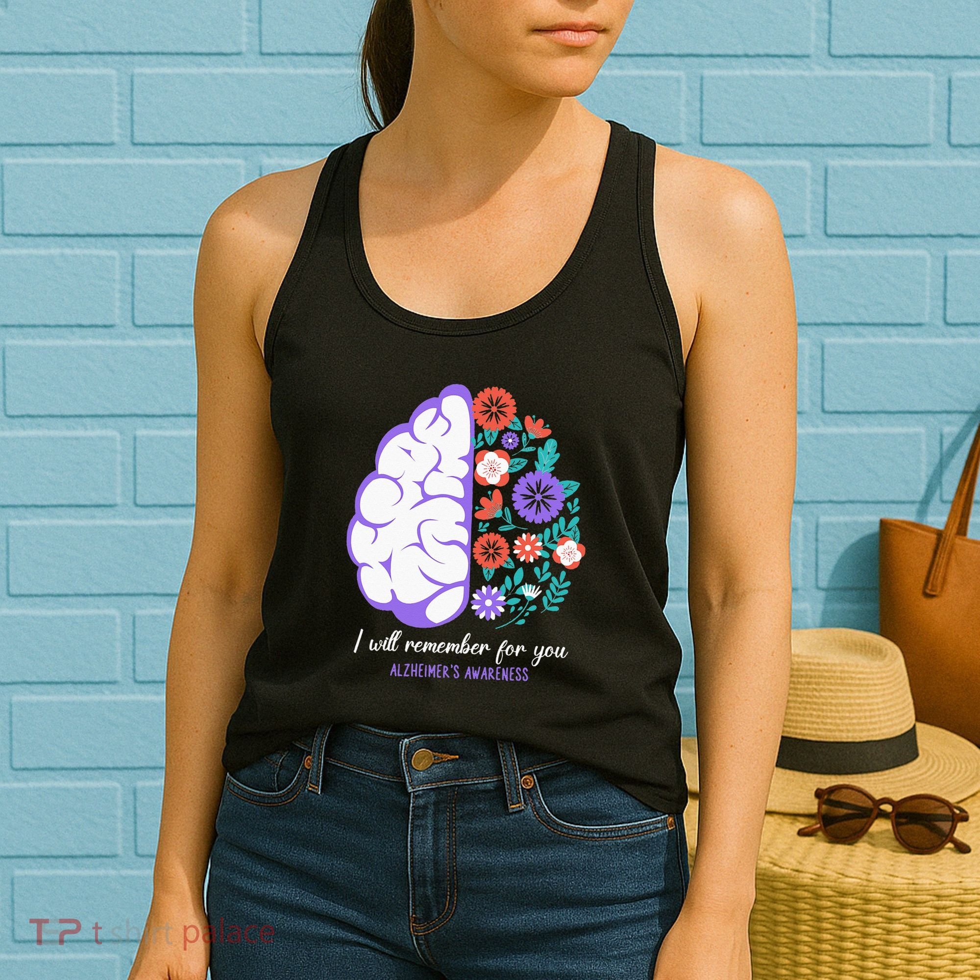 I Will Remember For You Alzheimers Awareness Brain Disorder Women's Tank Top
