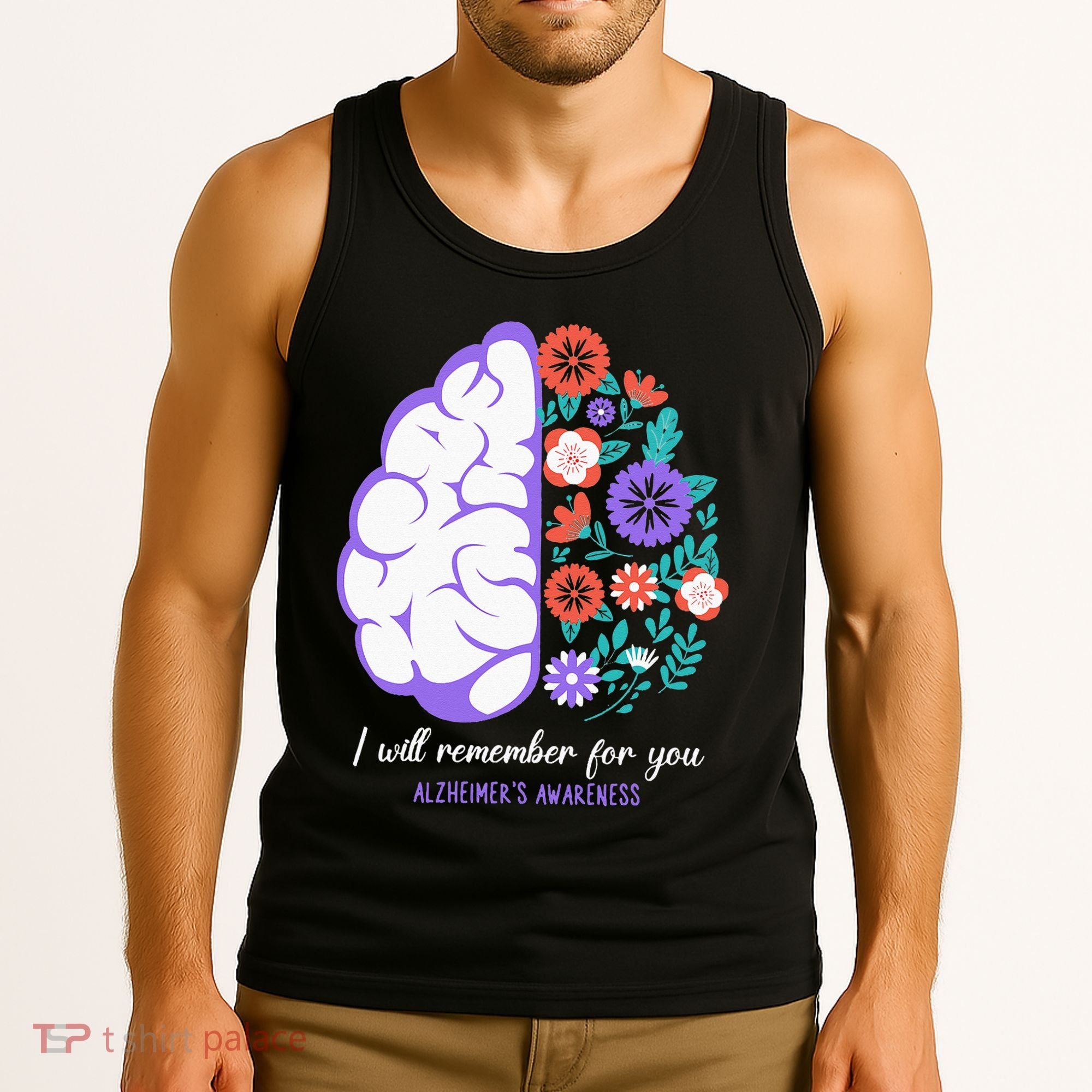 I Will Remember For You Alzheimers Awareness Brain Disorder Tank Top