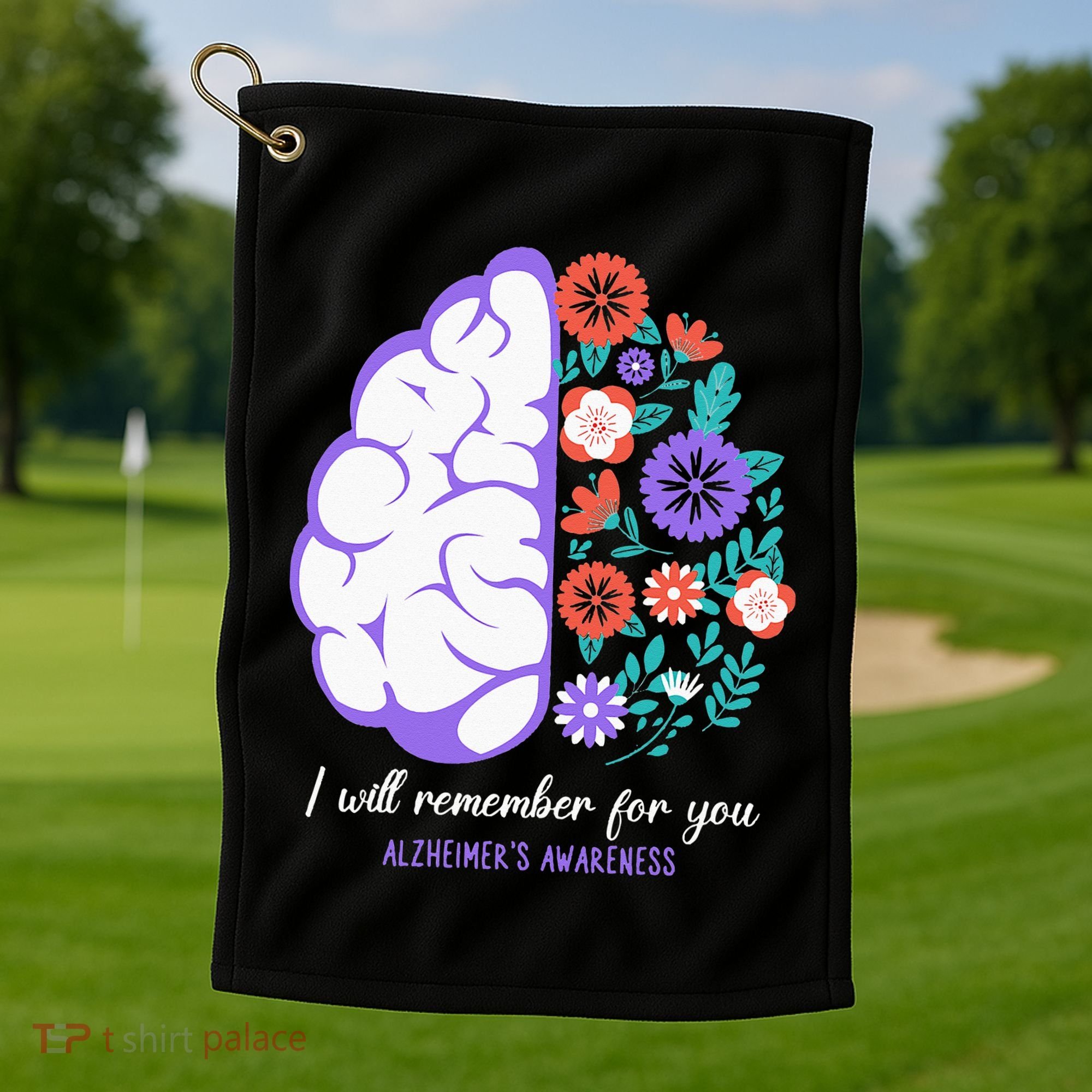 I Will Remember For You Alzheimers Awareness Brain Disorder Golf Towel